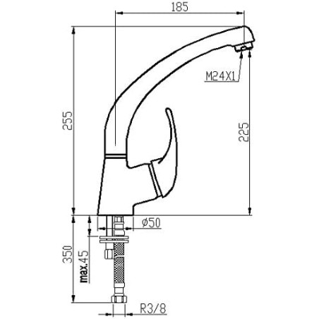 MONOMANDO SEIS FREGADERO ENCIMERA CROMO C/FUNDIDO