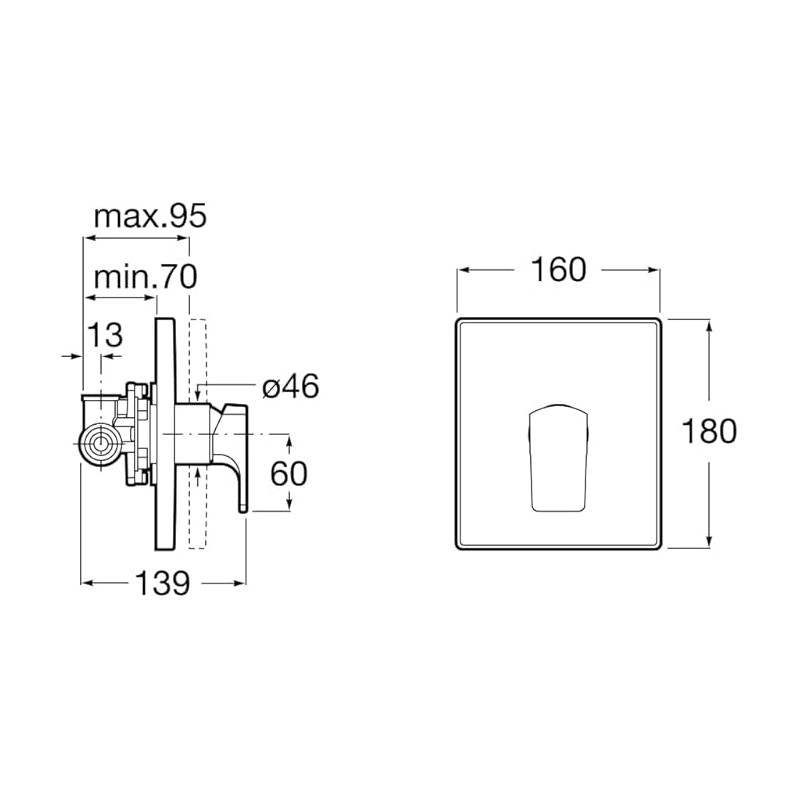 L90 MONOMANDO DUCHA EMPOTRAR (PARTE EXTE